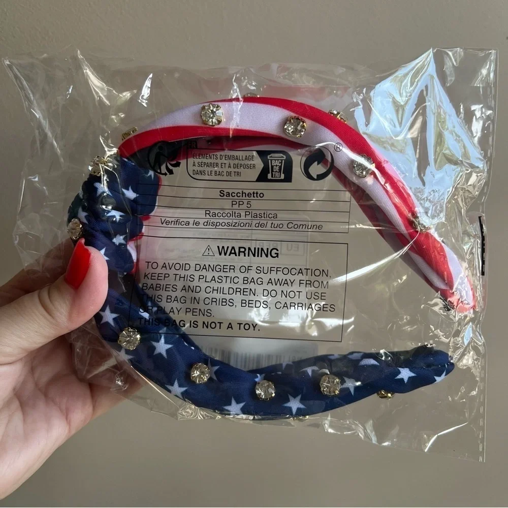 Knot Headband US Flag print rhinestones NWT